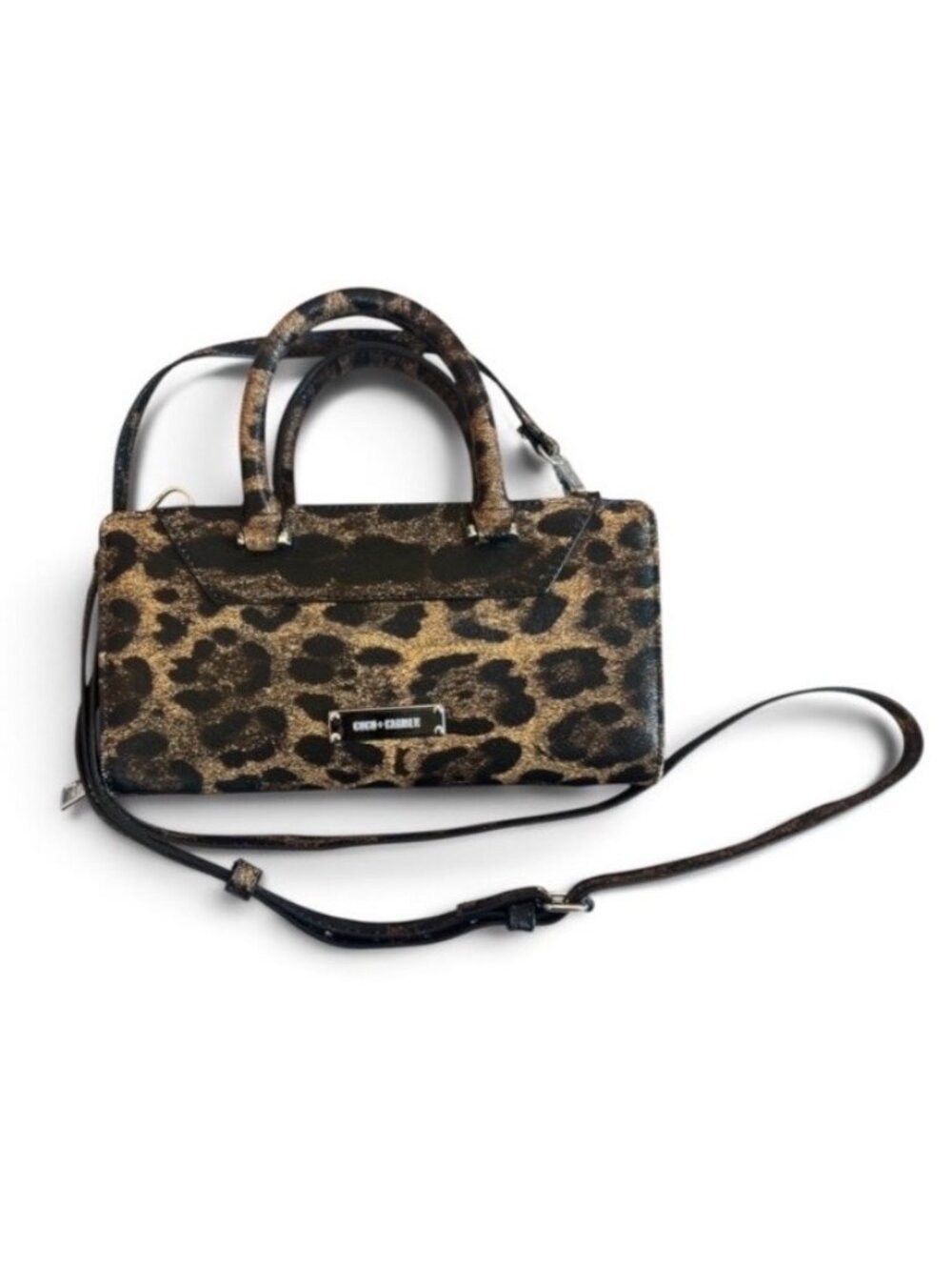 COCO + CARMEN Animal Print Crossbody Handbag Lots of Zip & Pocket Areas Like New